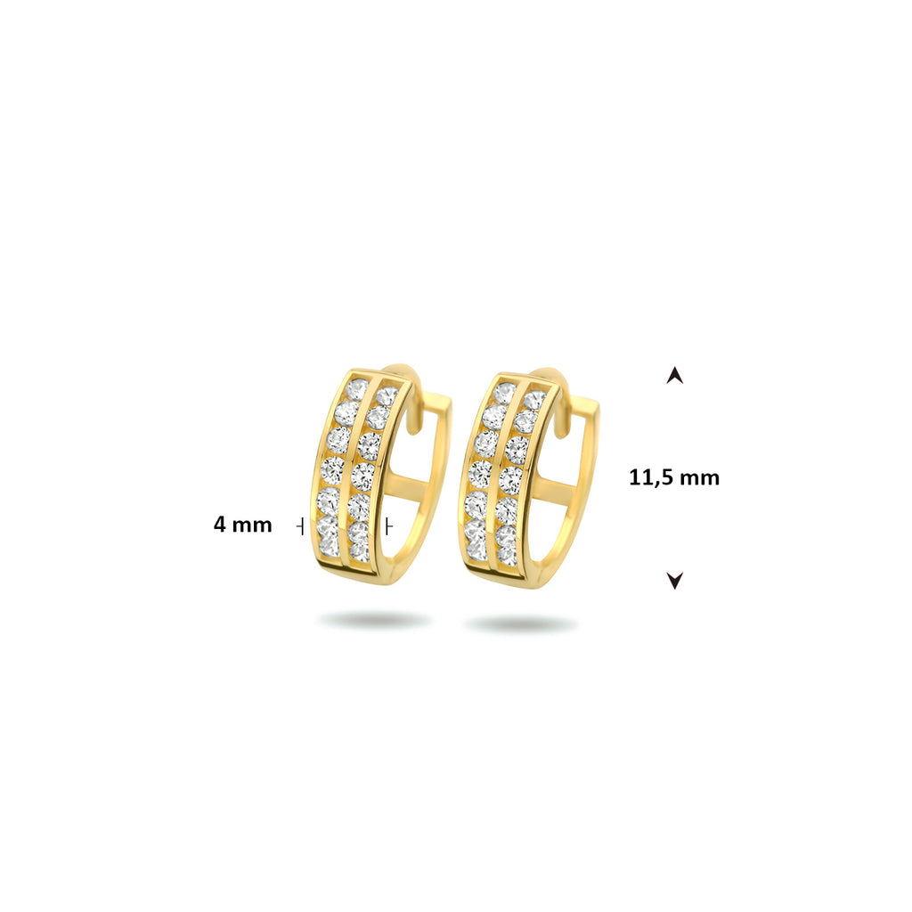 Klappohrringe Zirkonia 11,5 mm 14K Gelbgold