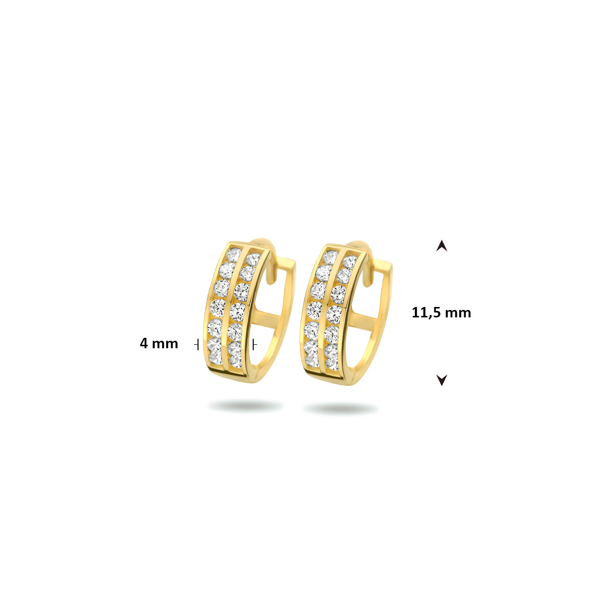 Klappohrringe Zirkonia 11,5 mm 14K Gelbgold