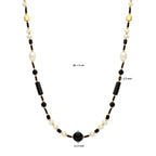 collier parel en onyx 48 + 3 cm 3 micron zilver verguld (geel)