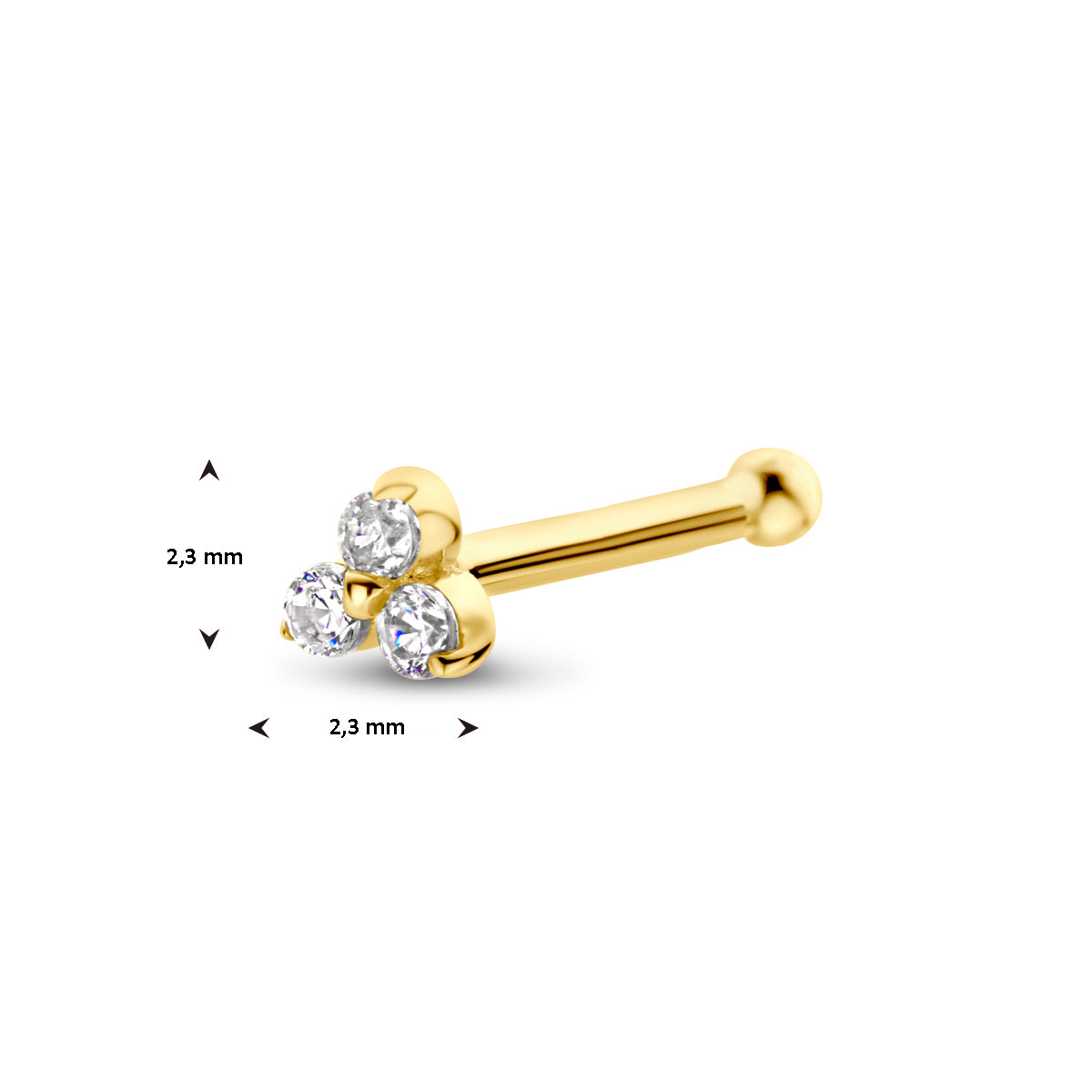 Nasenstecker Zirkonia Kugel 14K Gelbgold