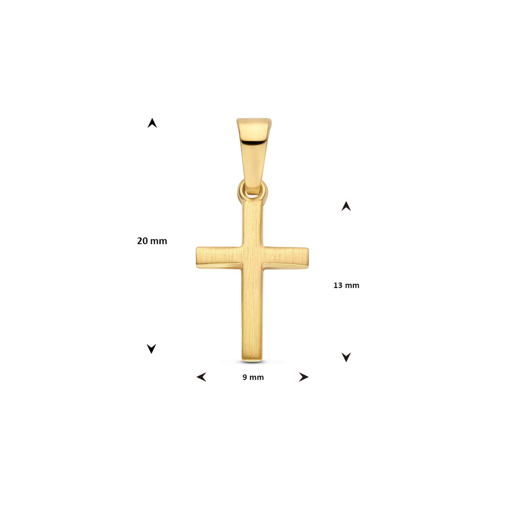 9k hanger kruis poli/mat 13 mm 9K geel