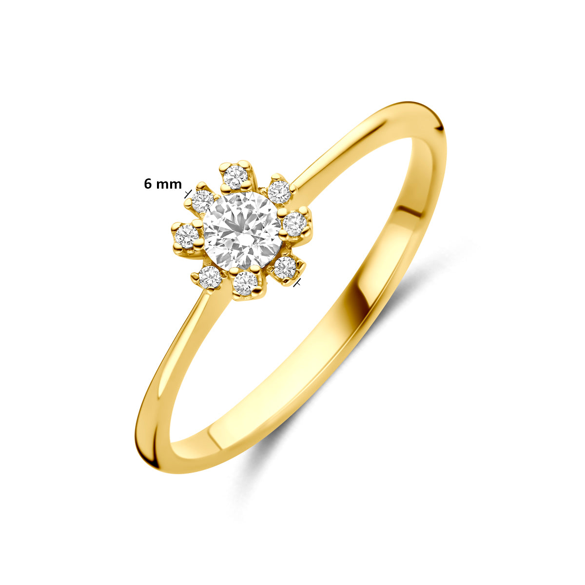 Ring Rosette Zirkonia 14K Gelbgold