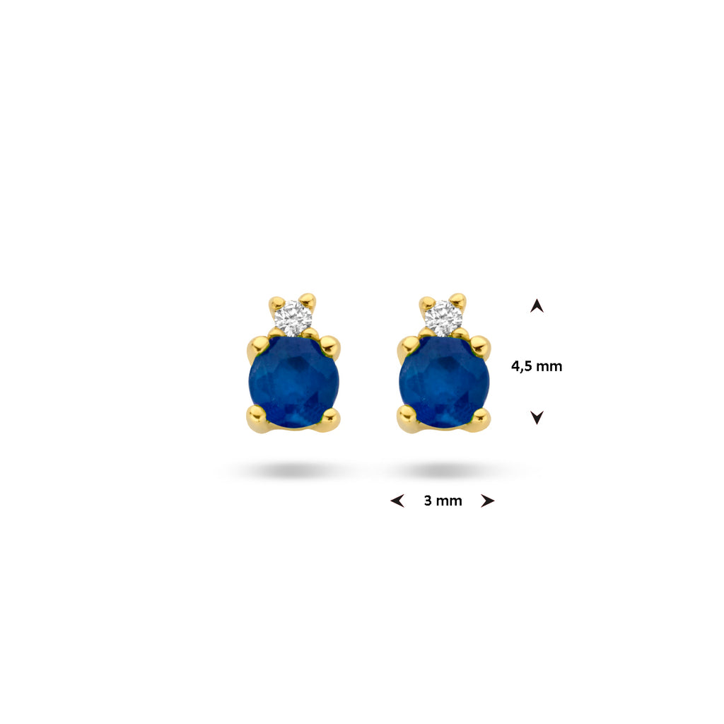 Ohrstecker Saphir und Diamant 0,015 ct (2x 0,0075 ct) h p1 14 K Gelbgold
