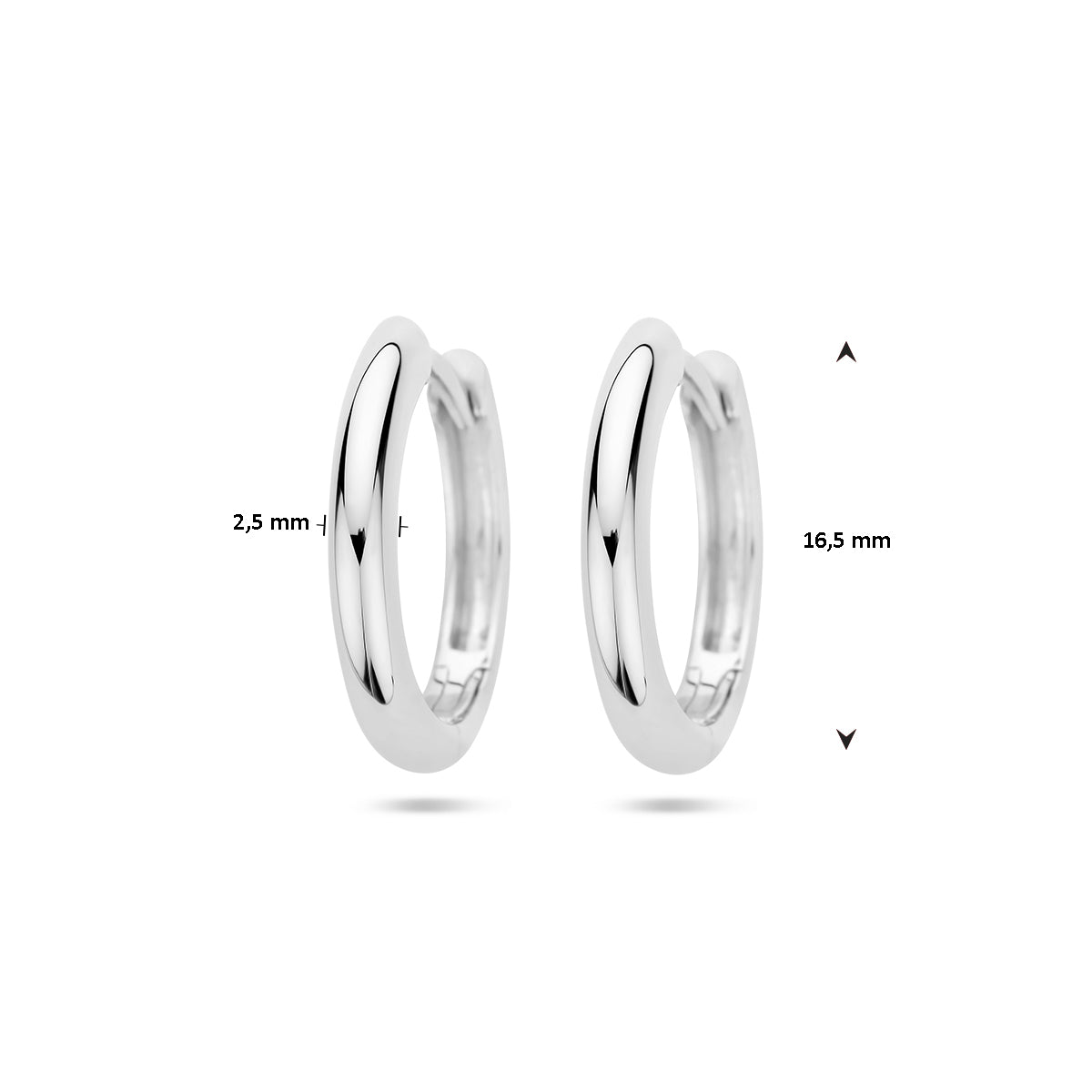 klapoorringen 2,5 mm half rond zilver gerhodineerd