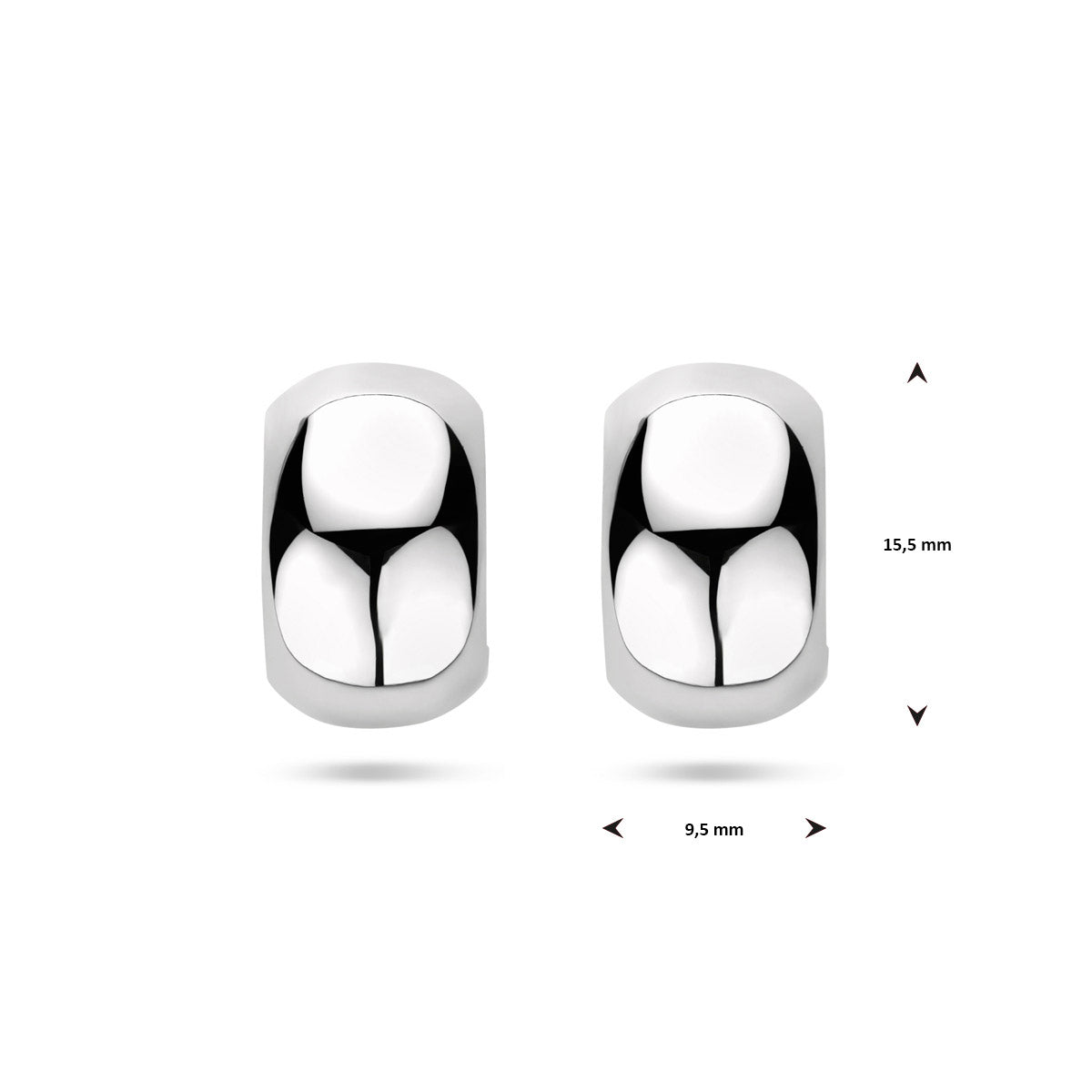 Ohrstecker 15,5 mm, Silber rhodiniert