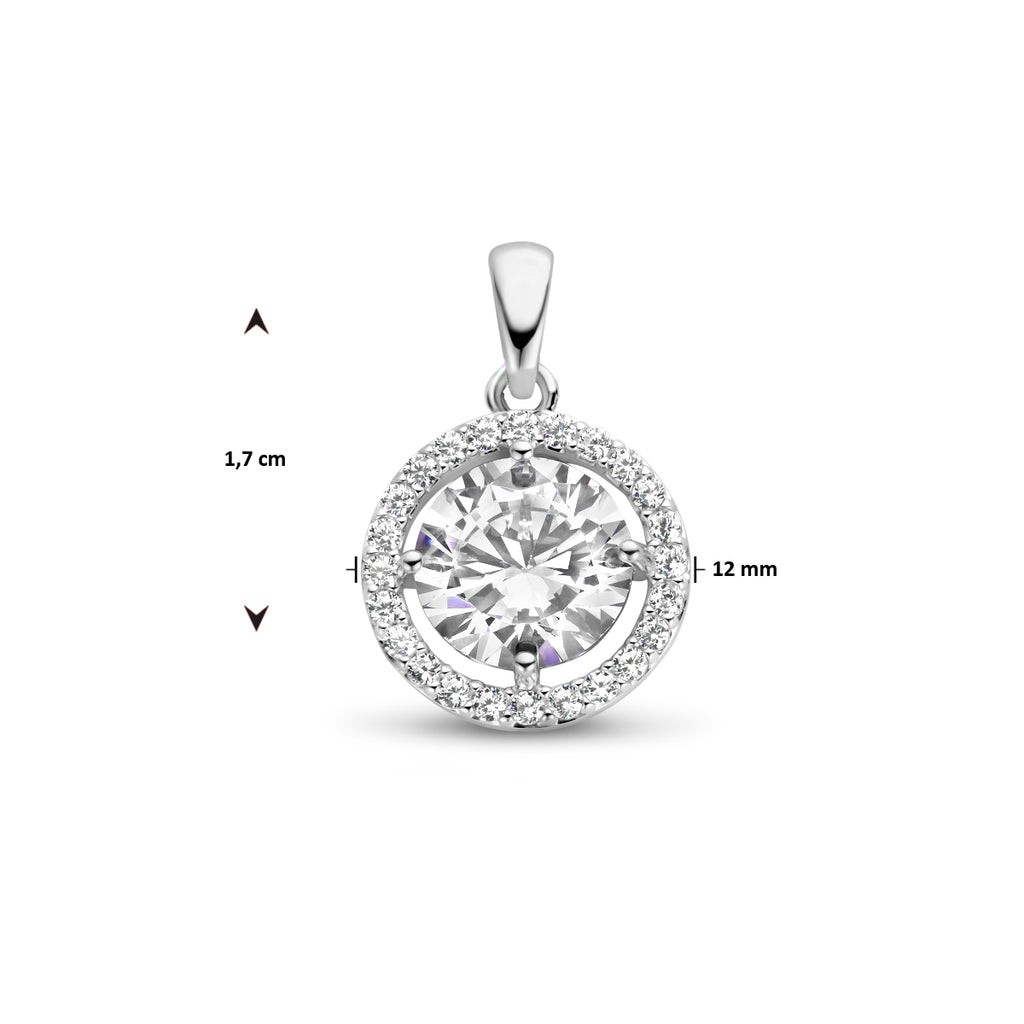 hanger zirkonia halo zilver gerhodineerd