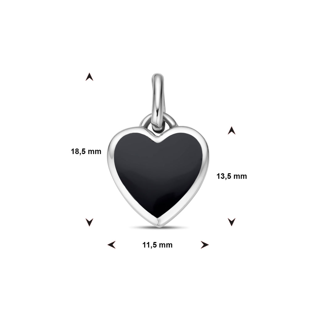 Anhänger Herz Onyx Silber rhodiniert