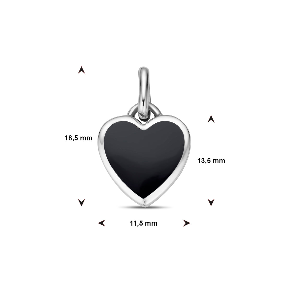 Anhänger Herz Onyx Silber rhodiniert