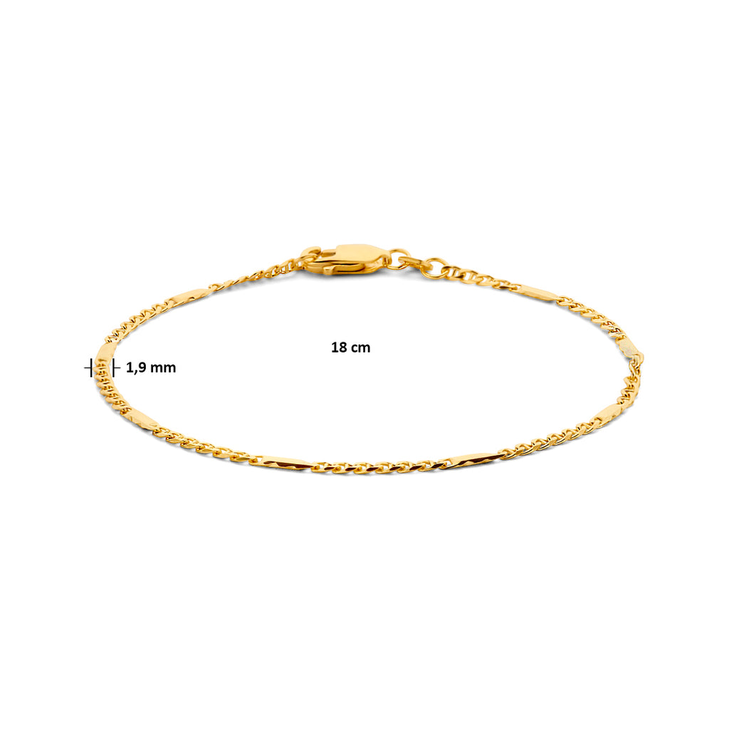 Falkenauge-Armband mit Abstandshalter 1,9 mm aus 14-karätigem Gelbgold