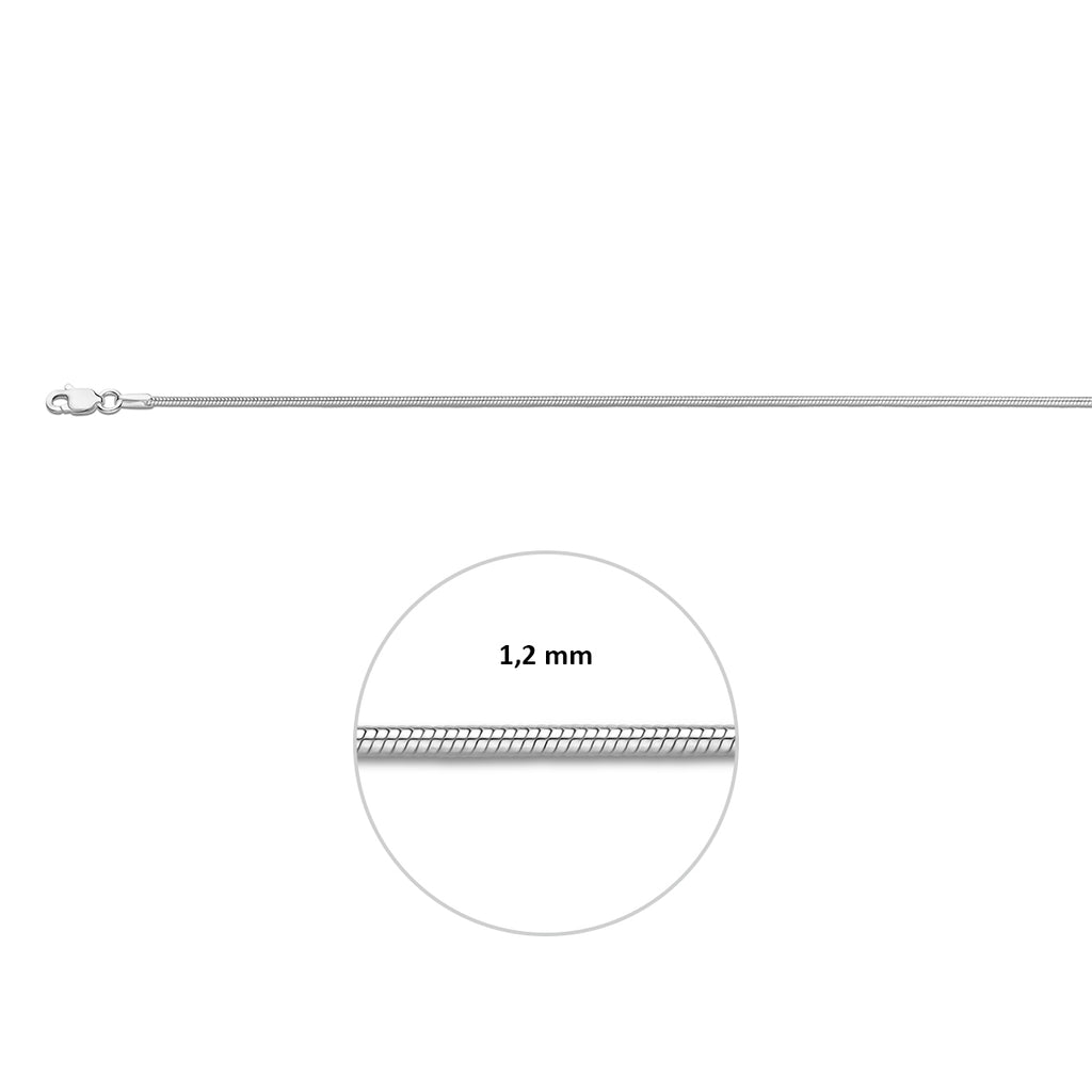 slang rond 1,2 mm zilver wit