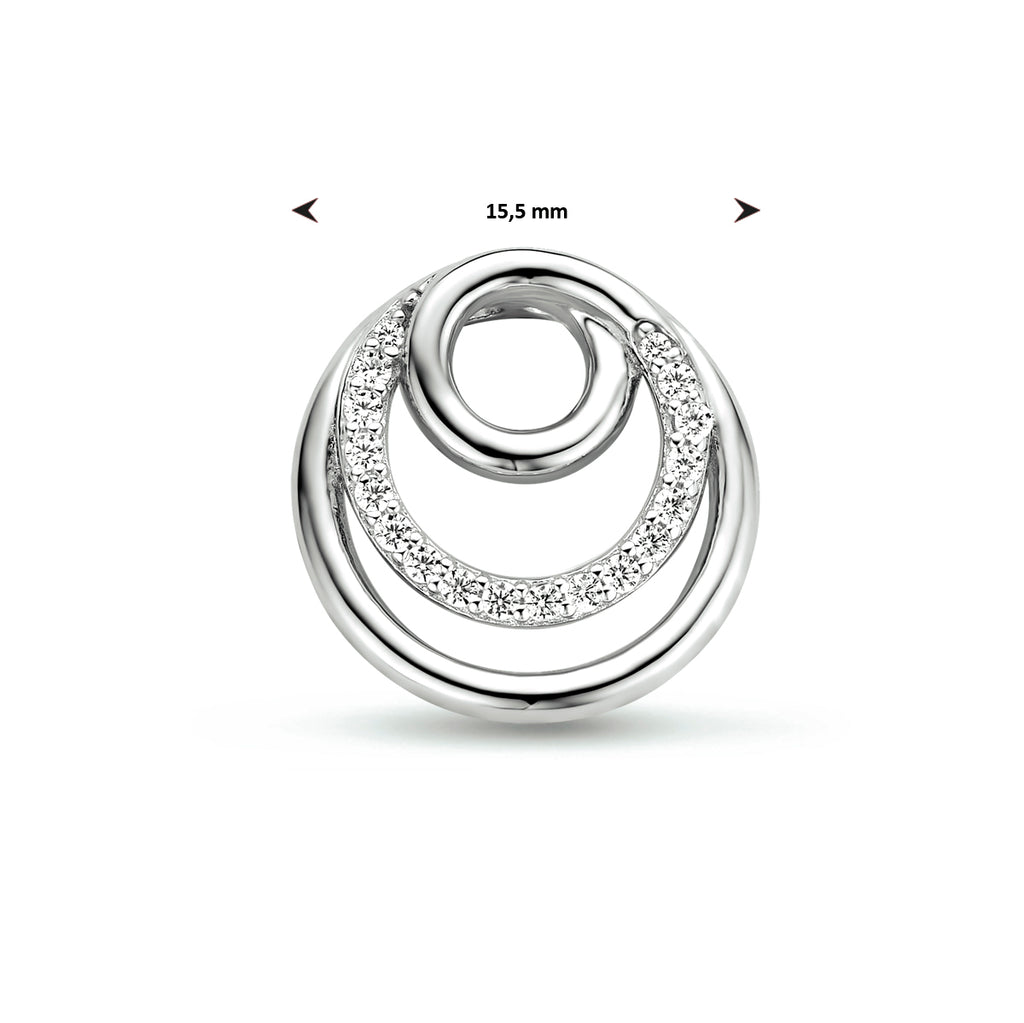 Anhänger rund Zirkonia 15,5 mm Silber rhodiniert
