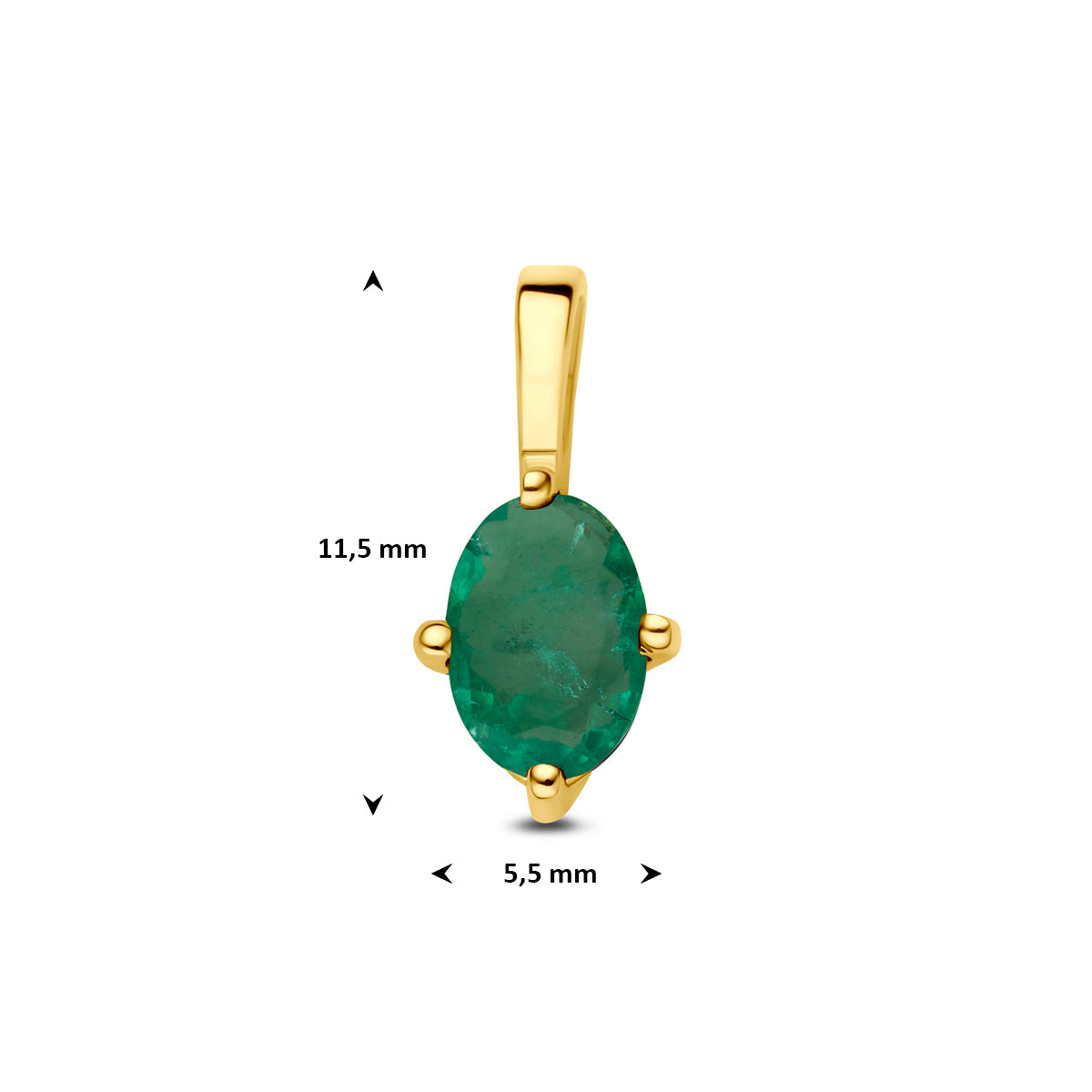 hanger smaragd 11,5 mm 14K geelgoud