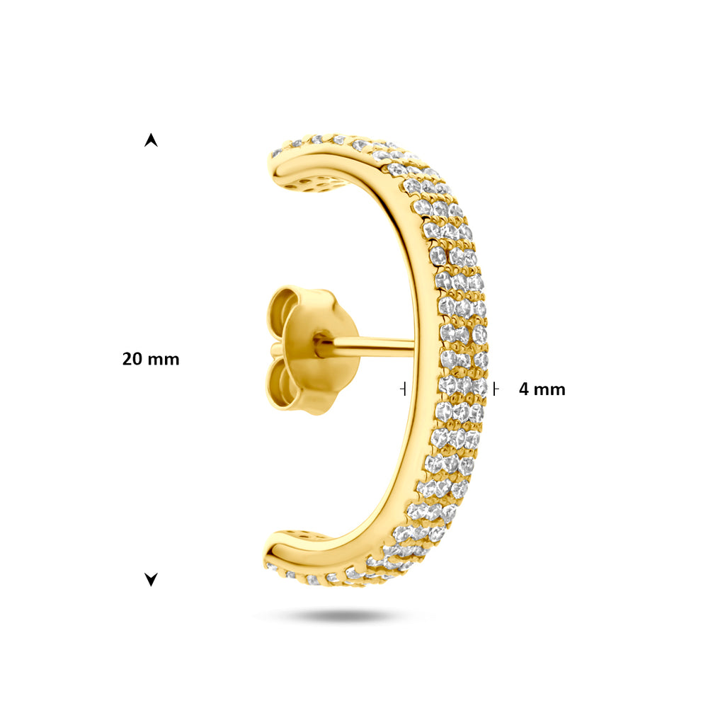 Einhänger Ohrring Zirkonia 20 mm 1 Mikron vergoldet (gelb)