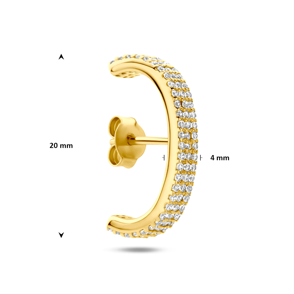 Einhänger Ohrring Zirkonia 20 mm 1 Mikron vergoldet (gelb)