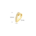 klapoorring hartje diamant 0.11ct h si 13,5 mm per stuk 14K geelgoud