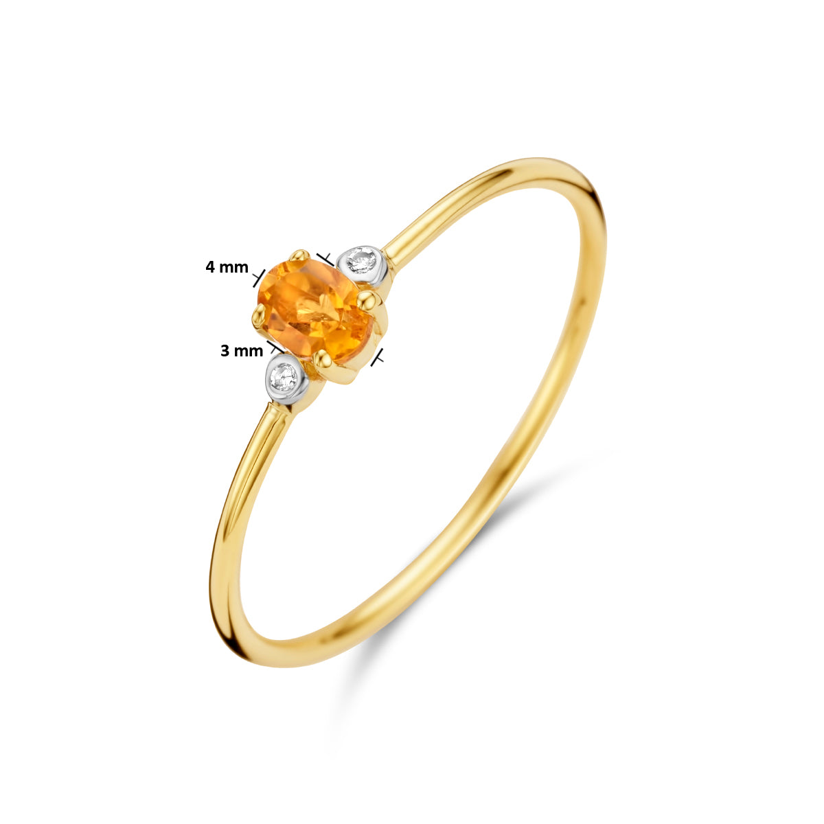 Ring Trilogie Citrin und Diamant 0,006ct H P1 14K Gelbgold