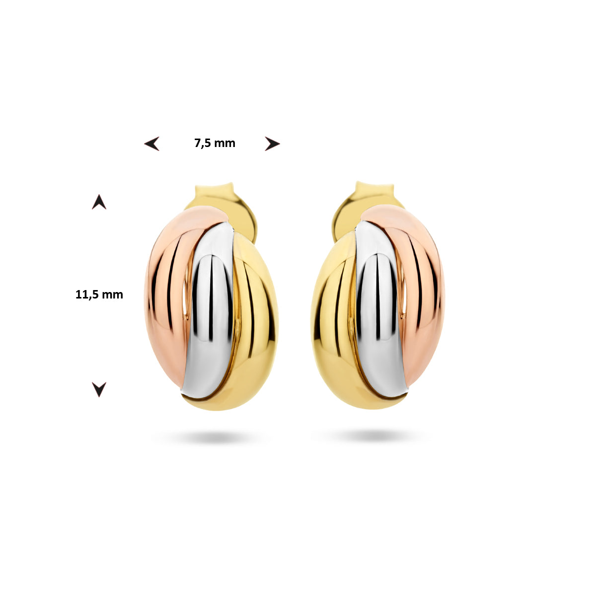 stekeroorringen tricolor 14K tricolor goud