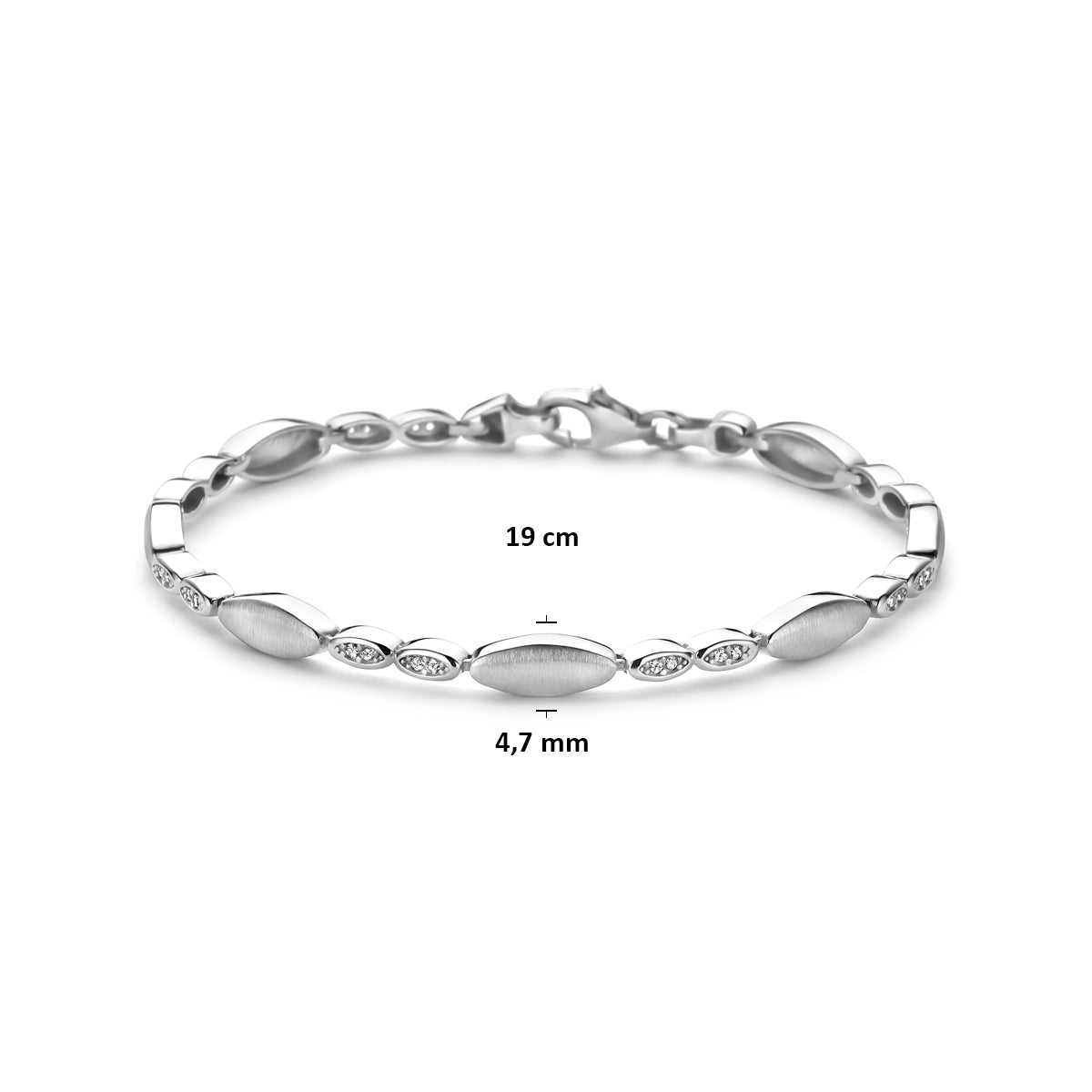 Armband Zirkonia poliert/matt 4,7 mm 19 cm Silber rhodiniert