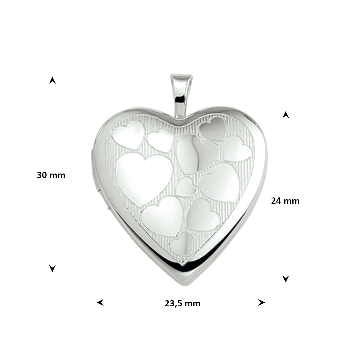 Medaillon Herz Gravur 24 mm Silber rhodiniert
