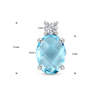 hanger blauw topaas en zirkonia 13 mm zilver gerhodineerd