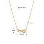 Halskette Unendlichkeitszeichen und Herzen 40 - 42 - 44 cm 14K Gelbgold