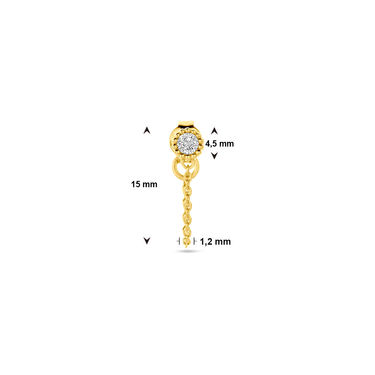 Ohrstecker pro Stück Zirkonia 1 Mikron Silber vergoldet (gelb)