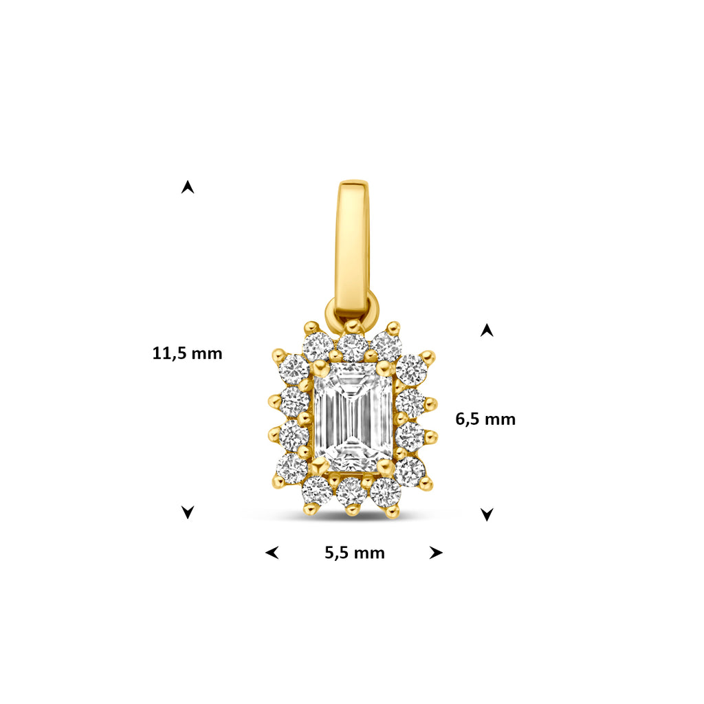 hanger lab grown diamant 0.21ct f vs 6,5 mm 14K geelgoud
