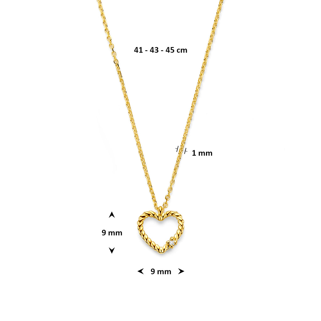 Halskette Herz Diamant 0,01ct H SI 41 - 43 - 45 cm 14K Gelbgold