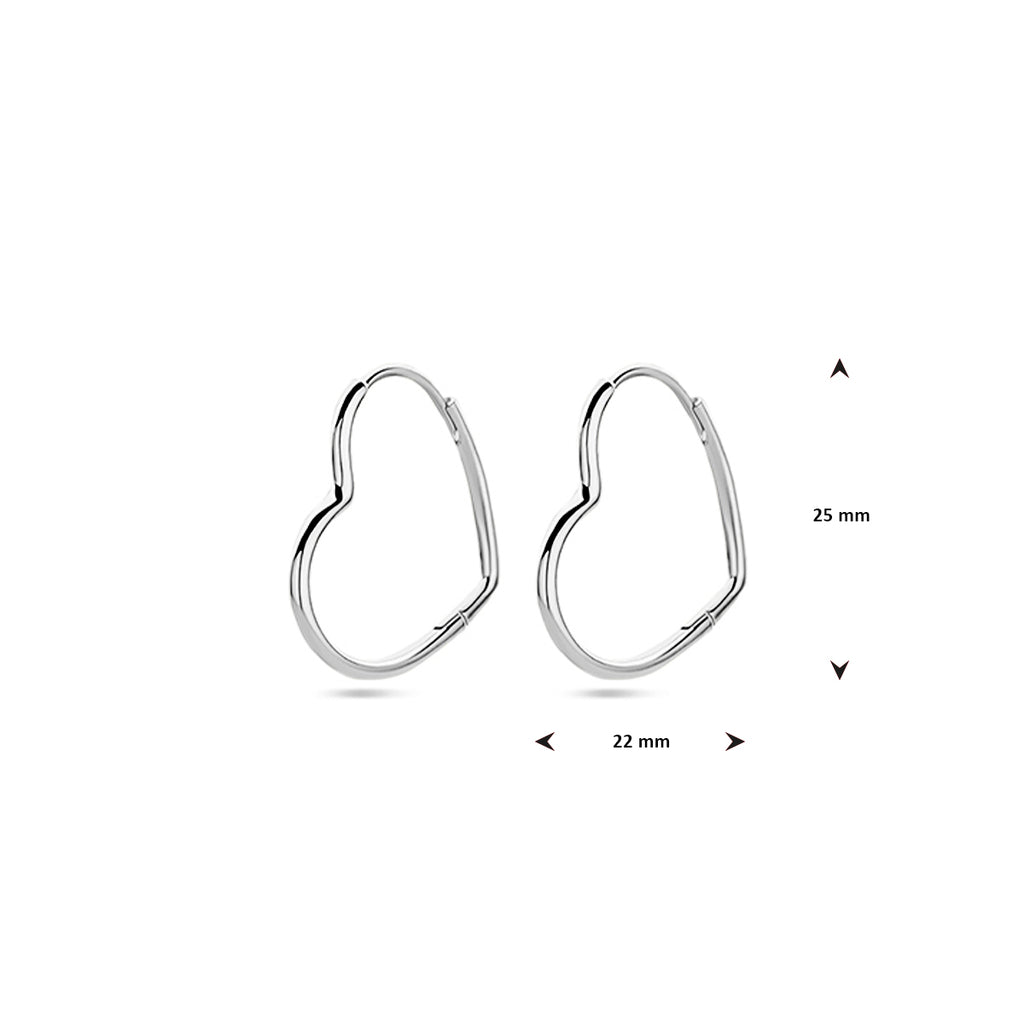 oorringen hart zilver gerhodineerd