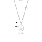 graveercollier ovaal zirkonia 41 + 4 cm zilver gerhodineerd