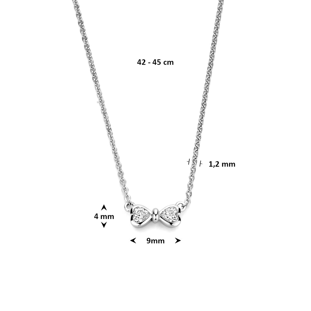 Kette Schleife Zirkonia 42 - 45 cm Silber rhodiniert