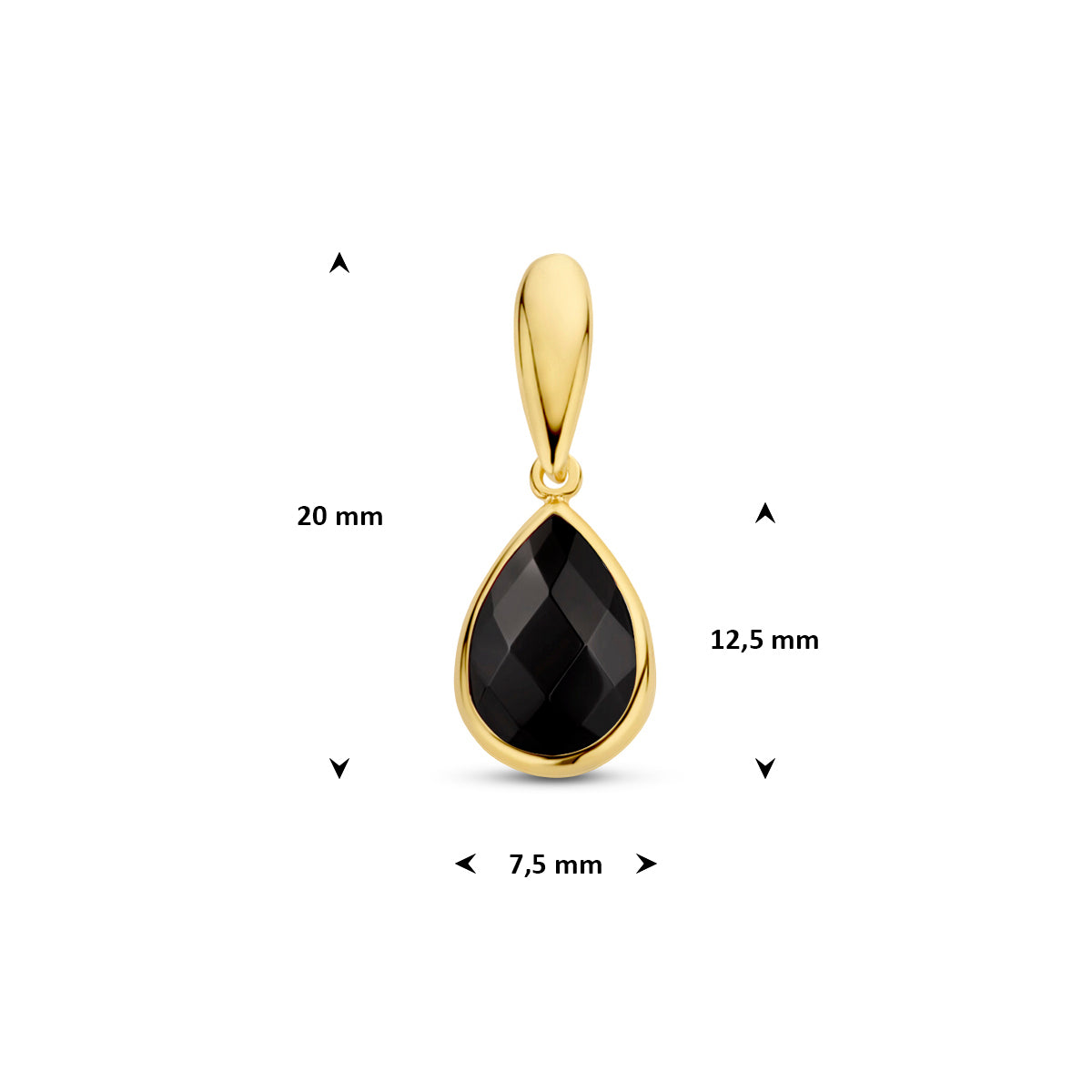 hanger onyx 12,5 mm 14K geelgoud