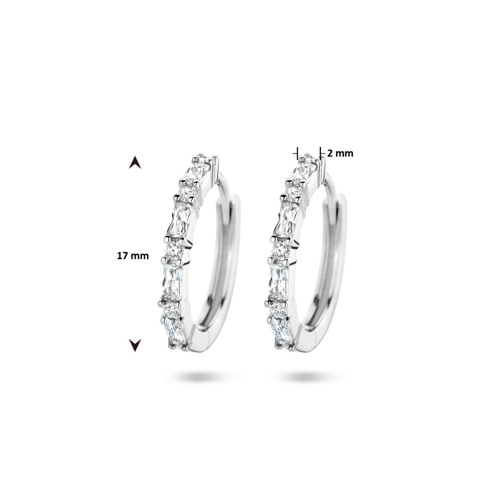 klapoorringen zirkonia zilver gerhodineerd