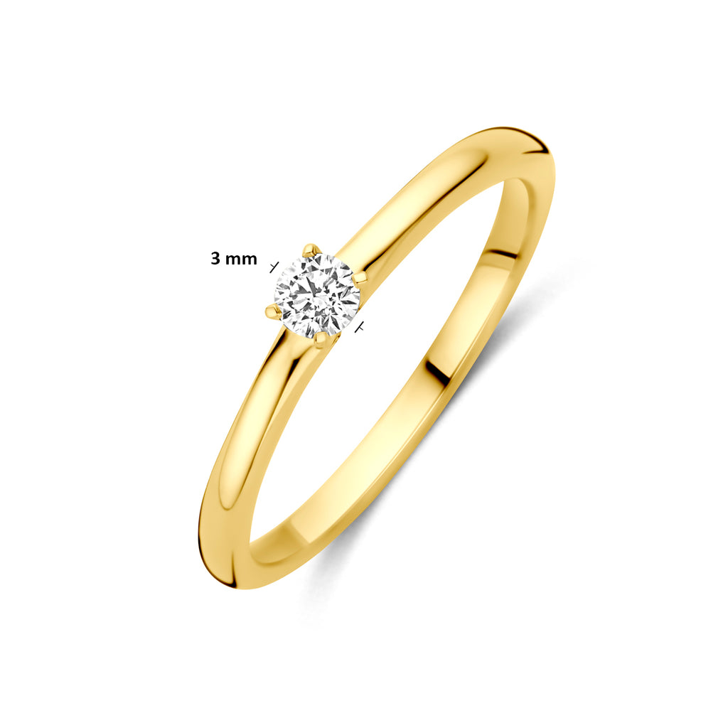 ring lab grown diamant 0.10ct g vs 14K geelgoud
