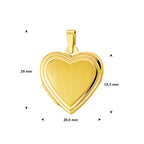 medaillon hart poli/mat 14K geelgoud