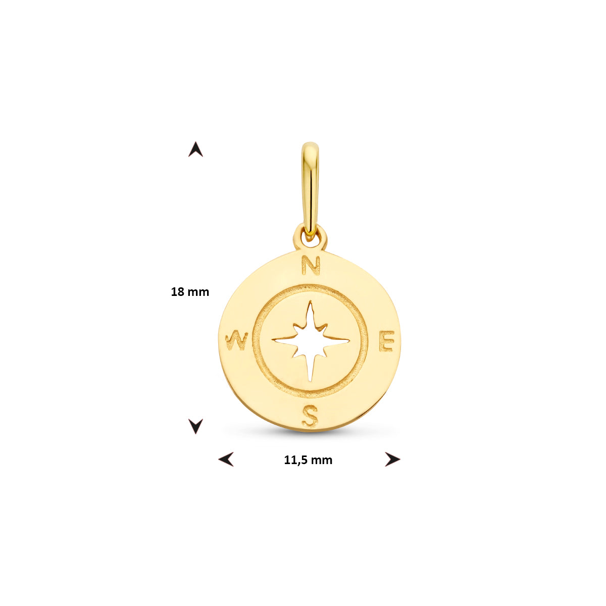 hanger kompas 14K geelgoud