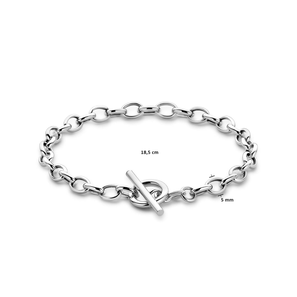 Armband 5 mm 18,5 cm Kapittelschloss Silber rhodiniert