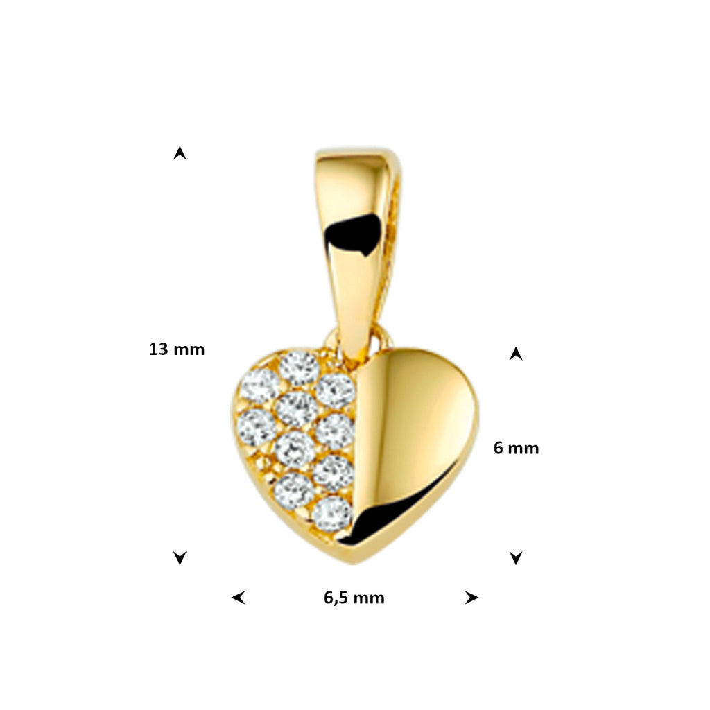 hanger hart zirkonia 14K geelgoud