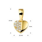 hanger hart zirkonia 14K geelgoud