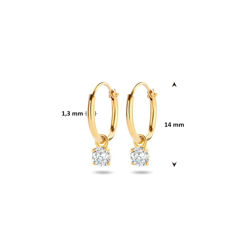 Ohrringe mit Zirkonia-Anhängern 14 mm 14K Gelbgold