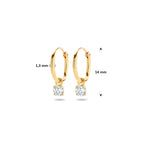 Ohrringe mit Zirkonia-Anhängern 14 mm 14K Gelbgold