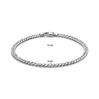 Armband Gourmett 4 Seiten geschliffen 4,0 mm 21 cm Silber weiß