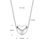 collier hartje 41 + 4 cm zilver gerhodineerd