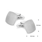 manchetknopen poli/mat 15,5 mm zilver gerhodineerd