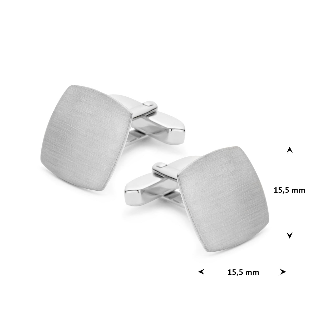 Manschettenknöpfe poliert/matt 15,5 mm Silber rhodiniert