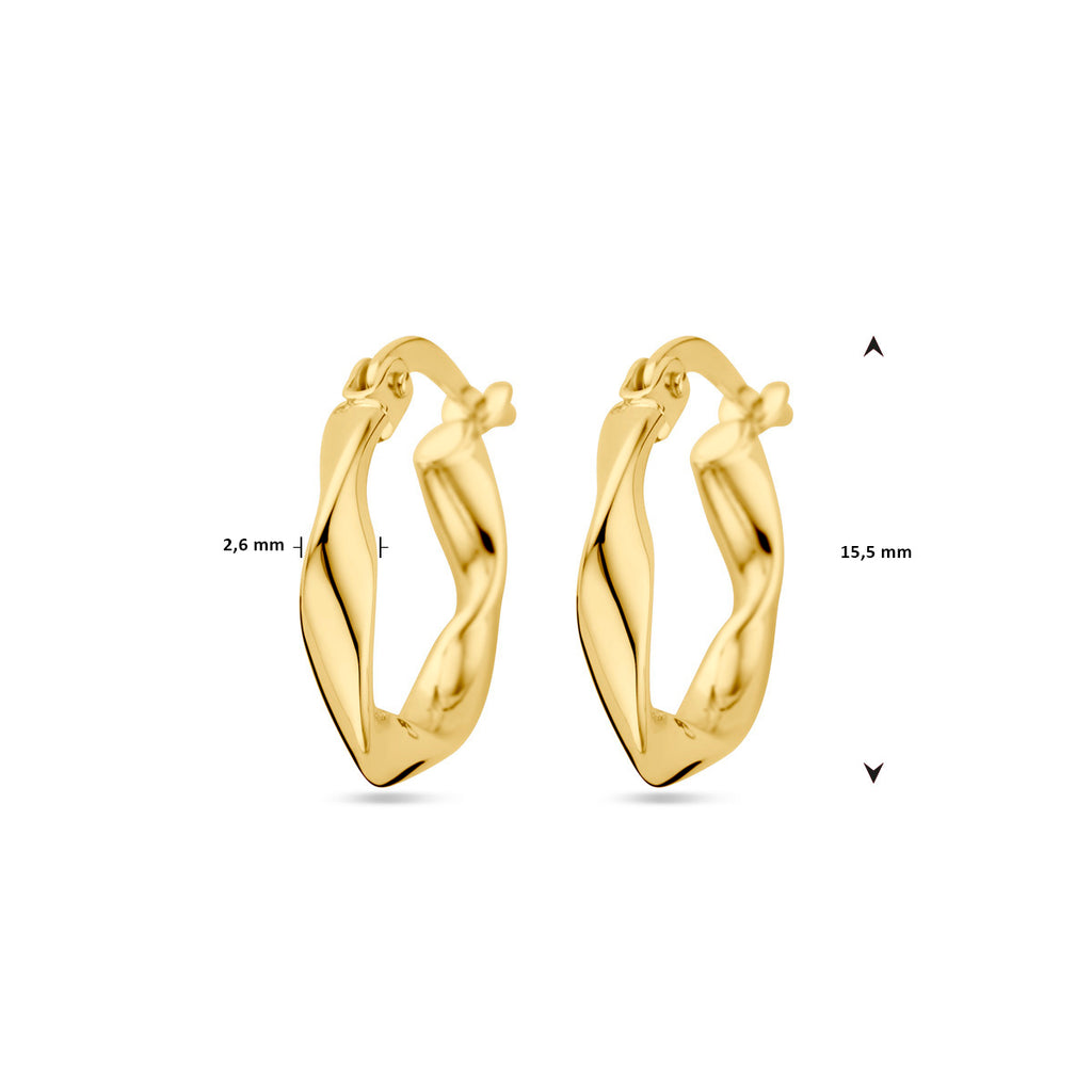 Ohrringe gedrehtes Rohr 14K Gelbgold
