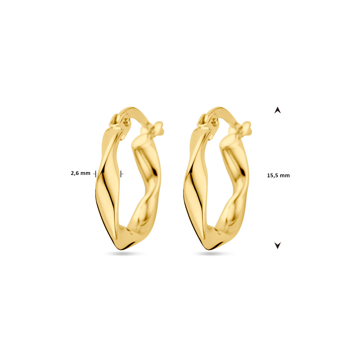 Ohrringe gedrehtes Rohr 14K Gelbgold