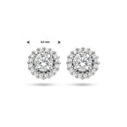 oorknoppen zirkonia halo zilver gerhodineerd