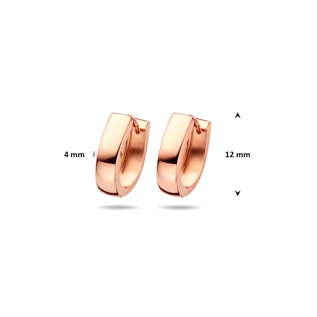 klapoorringen vlak 12 mm 14K roségoud