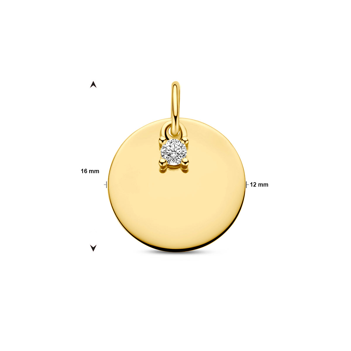 graveerhanger cirkel en diamant h si 14K geelgoud